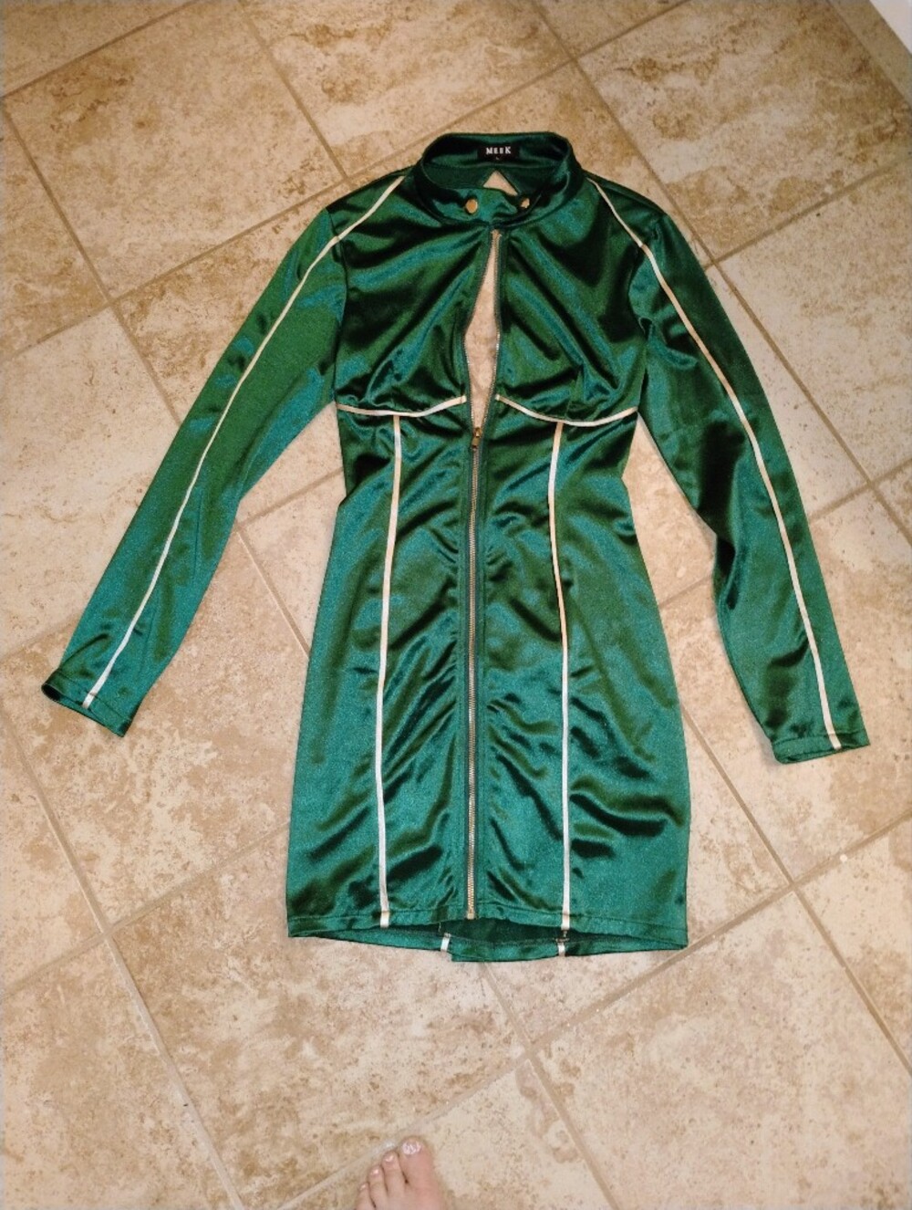 Meek Green Zip-Up Sexy Dress